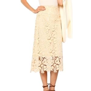 OTTOD'AME Cream Lace Midi Skirt, Size 4